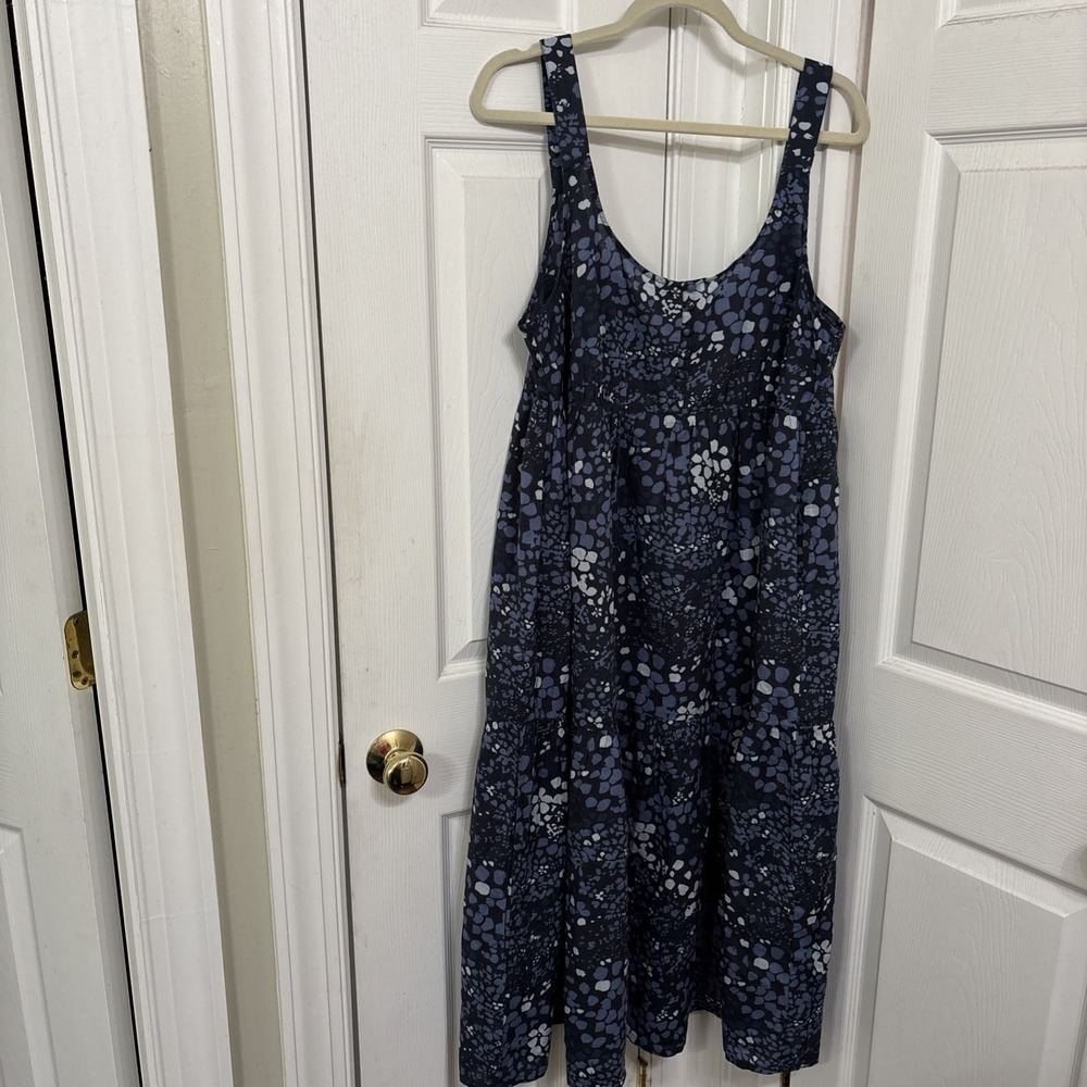 Adore Me Women Blue Floral Cotton Tank Midi Dress XL Boho Tiered Lightweight NWT